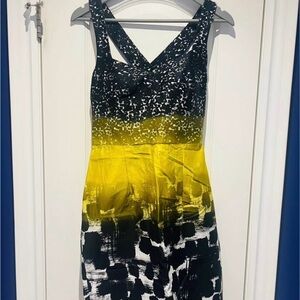 Calvin Klein Black and Yellow Midi Dress